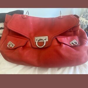 Salvatore Ferragamo Red Leather Shoulder Bag